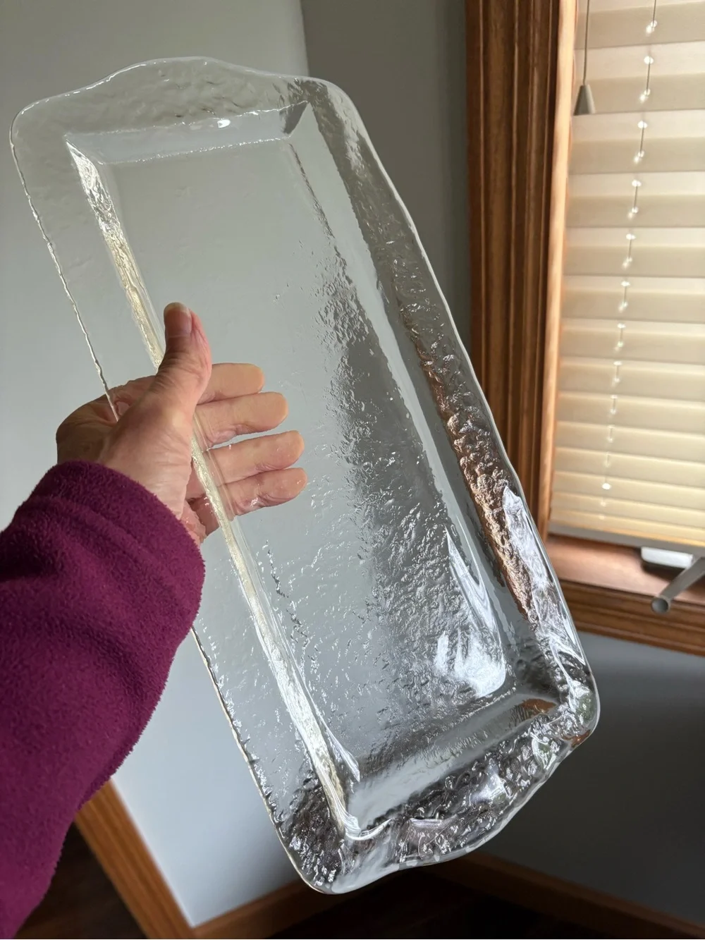 Crate and Barrel Orion Rectangular Platter Textured Glass